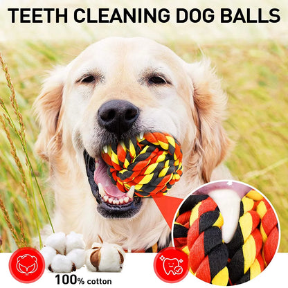 XL Dog Chew Toys for Aggressive Chewers, Dog Balls for Large Dogs, Heavy Duty Dog Toys with Tough Twisted, Dental Cotton Dog Rope Toy for Medium Dogs, 6 Pack Indestructible Puppy Teething Chew Toy