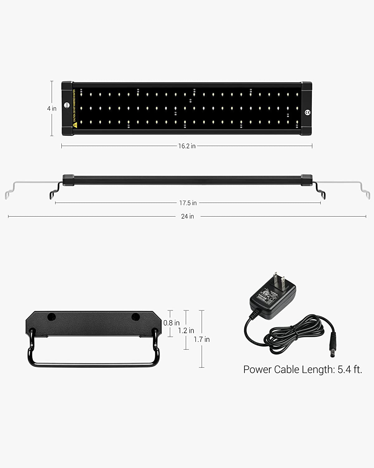 Classicled Aquarium Light, Fish Tank Light with Extendable Brackets, White and Blue Leds, Size 18 to 24 Inch, 11 Watts