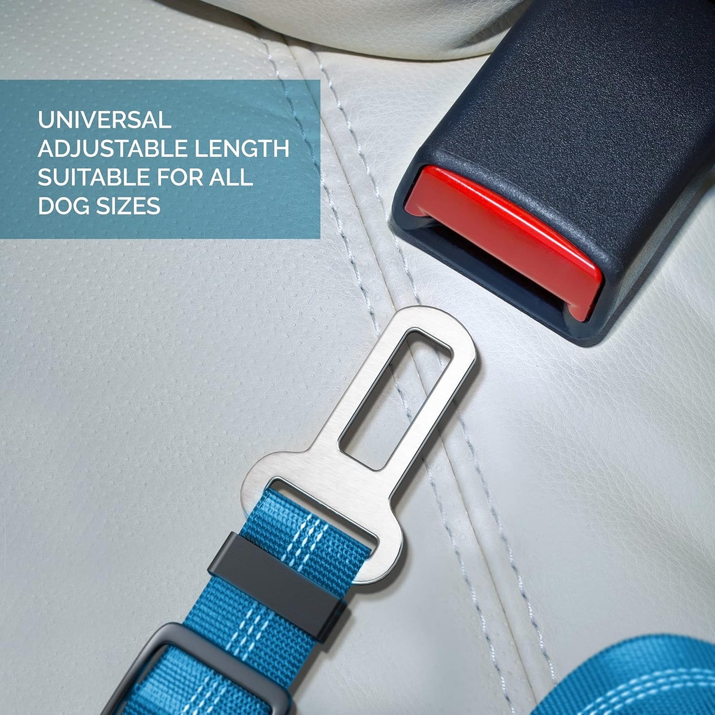 Adjustible Dog Car Harness | Seat Belt for Dogs with Elastic Bungee Buffer | Essential Dog Travel Accessories | Dog Car Leash Safety Restraint for Pets | Elastic (Blue)