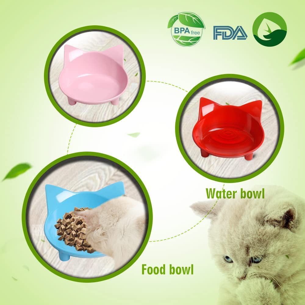 Cat Bowl Cat Food Bowls Non Slip Cat Dish Pet Food Bowls Shallow Cat Water Bowls Cat Feeding Wide Bowls to Stress Relief of Whisker Fatigue Pet Bowl of Dogs Cats Rabbits