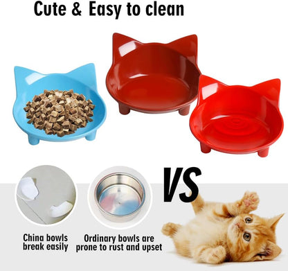 Cat Bowl Cat Food Bowls Non Slip Cat Dish Pet Food Bowls Shallow Cat Water Bowls Cat Feeding Wide Bowls to Stress Relief of Whisker Fatigue Pet Bowl of Dogs Cats Rabbits