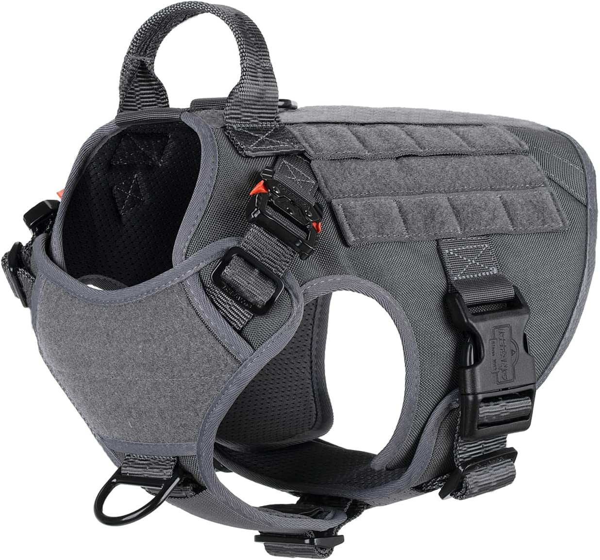 Tactical Dog Harness,Medium Size, 2X Metal Buckle,Working Dog MOLLE Vest with Handle,No Pulling Front Leash Clip,Hook and Loop Panel