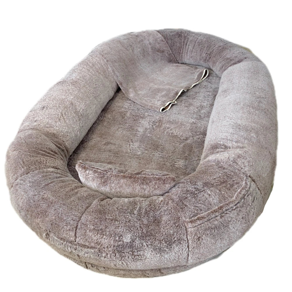 Human Dog Bed Giant Comfy Plush Dog Bed with Pocket Portable Large Bean Bag Human Sized Pets Bed for Humans Nap Extra Size Sofa